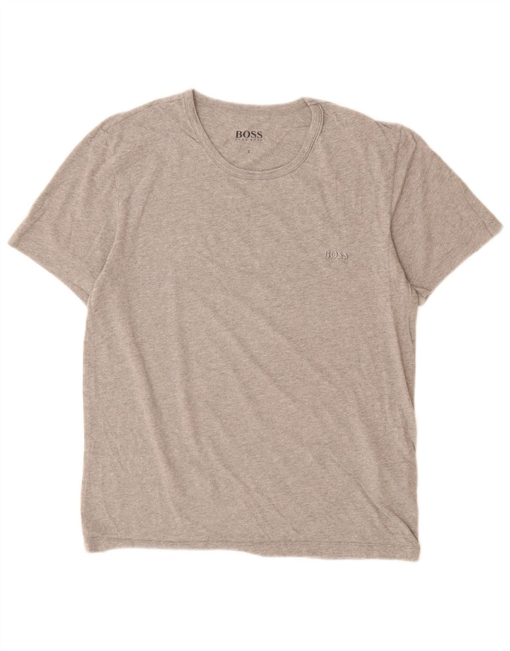 Hugo Boss Homme T-Shirt Top Petit Gris Coton