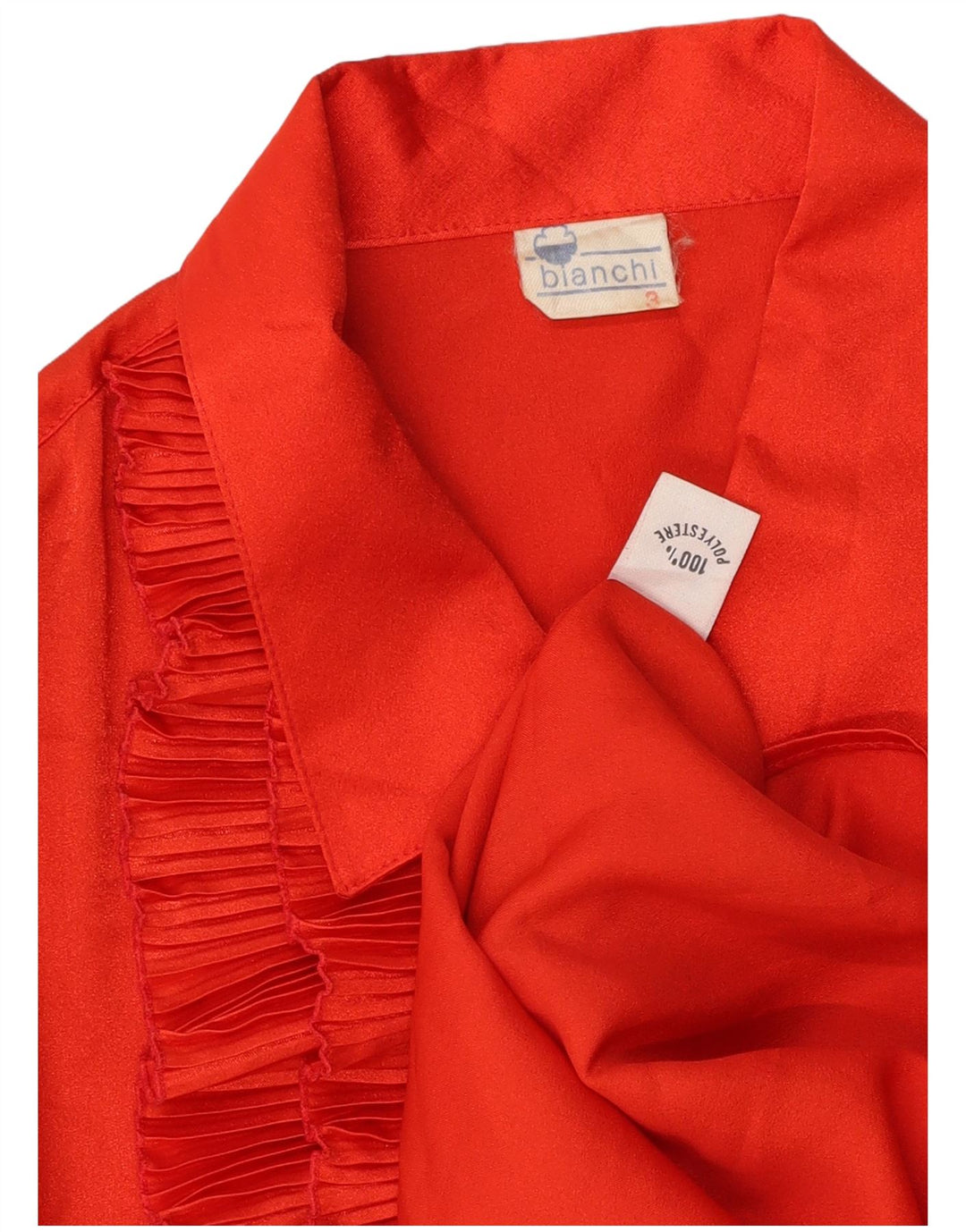 BIANCHI Chemisier à volants sur le devant pour femme UK 18 XL Rouge Polyester