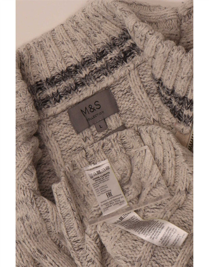 Marks & Spencer Pull col zippé pour homme en acrylique moucheté grand gris