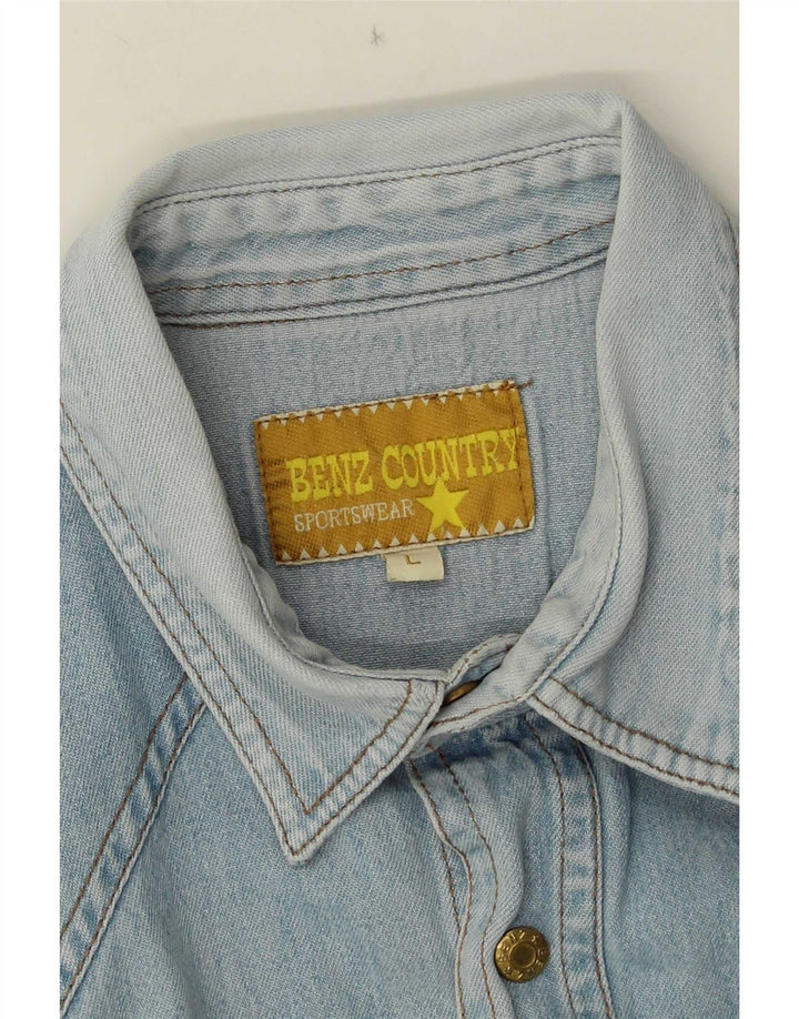 Chemise en jean vintage pour homme grand bleu
