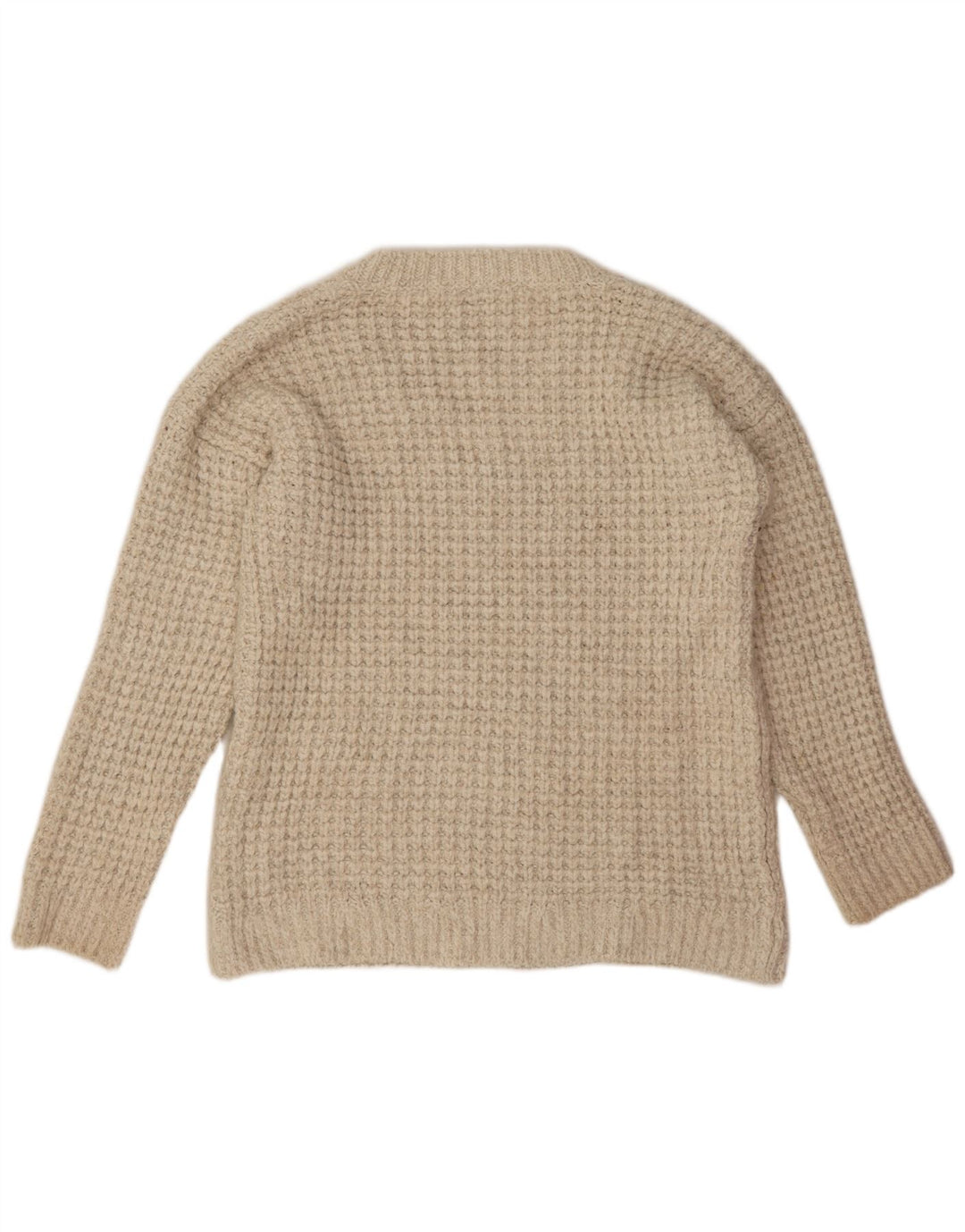 Zara Pull surdimensionné à col en V pour femme UK 14 Acrylique beige moyen