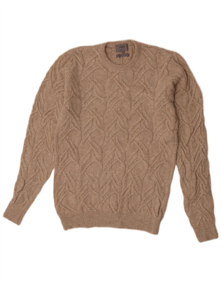 Marks & Spencer Pull Col Ras du Cou Homme Petit Beige Polyamide