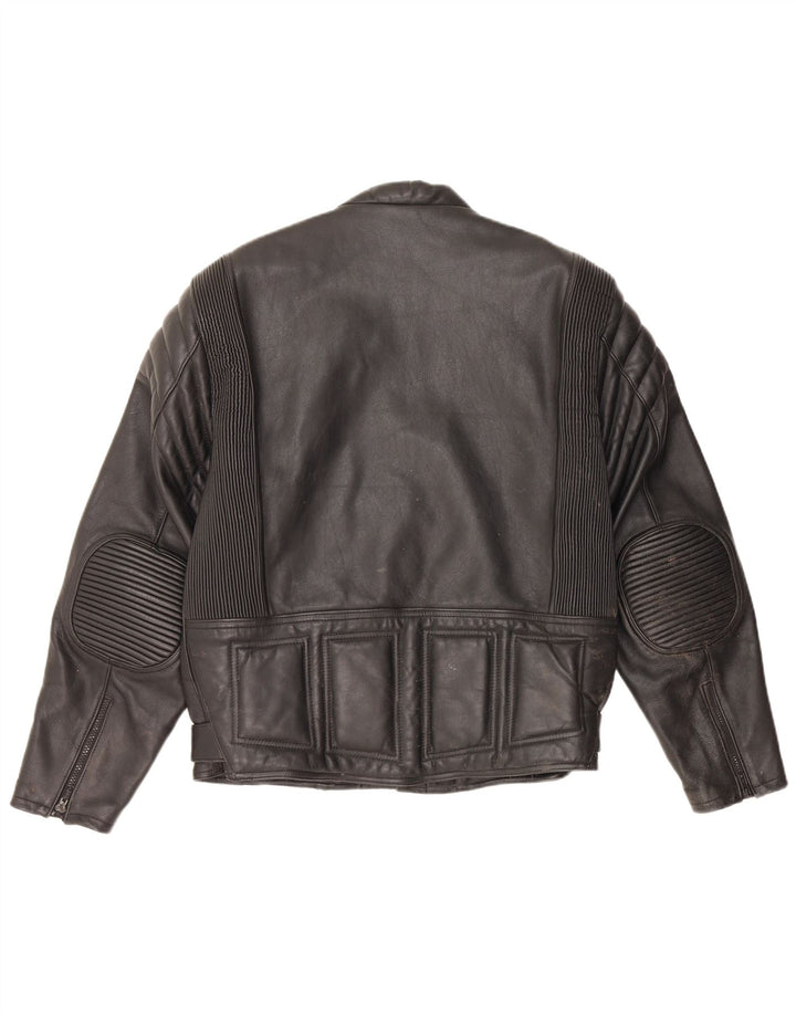 vintage Mens Moto Cuir Biker Jacket UK 36 Petit Cuir Noir