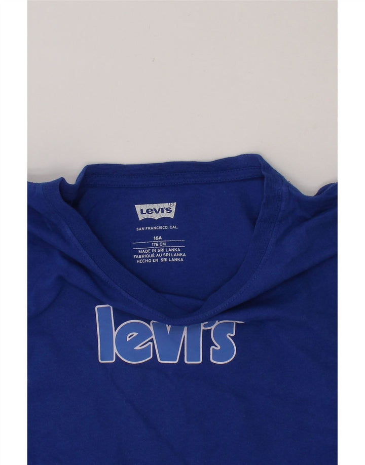 LEVI'S Boys Graphic T-Shirt Top 15-16 Years Blue Cotton Vintage Levi's and Second-Hand Levi's from Messina Hembry 