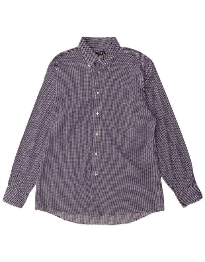 Chaps Chemise coupe régulière pour homme Taille 16 1/2 Grand coton vichy bleu