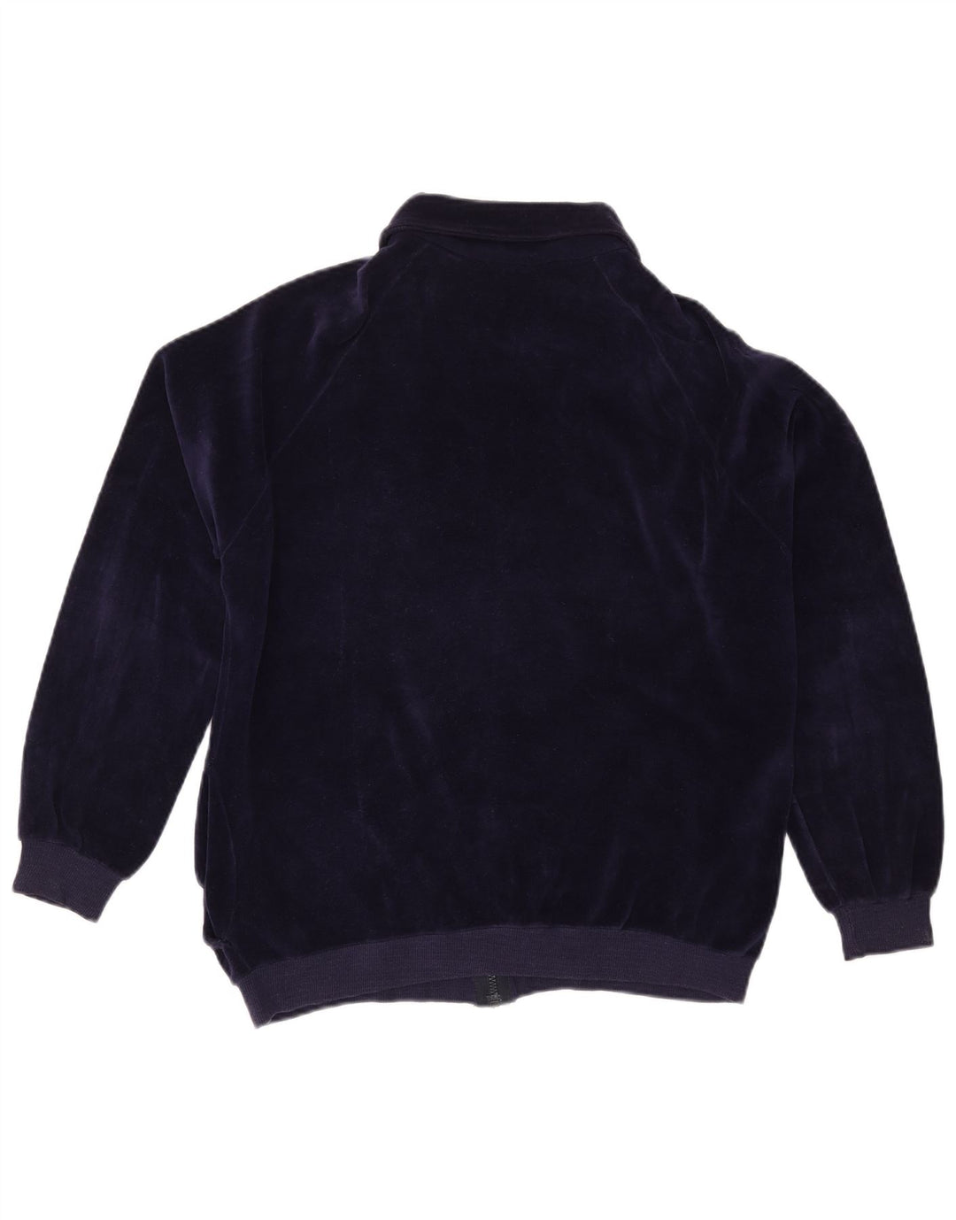 VINTAGE Femme Survêtement Top Veste UK 16 Grand Bleu Marine Coton