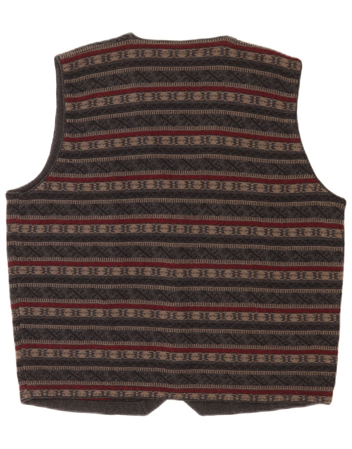 gilet tricoté vintage pour homme gris moyen Fair Isle Virgin Wool