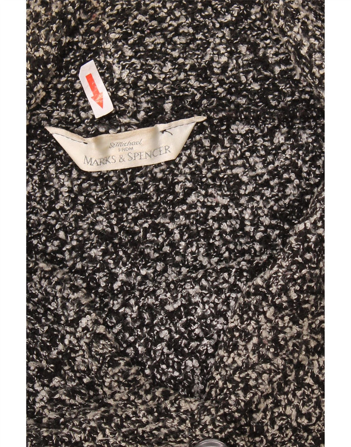 MARKS & SPENCER Pull Cardigan Femme UK 12 Acrylique Moucheté Noir Moyen