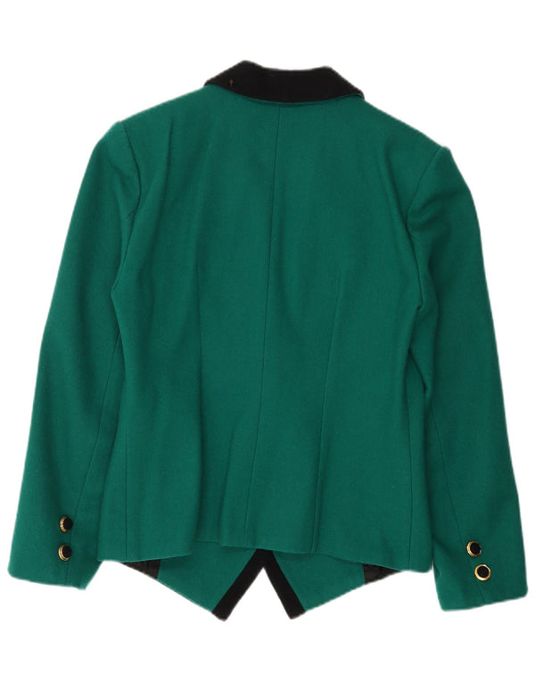 vintage Femme Double Breasted Blazer Veste UK 14 Vert Moyen