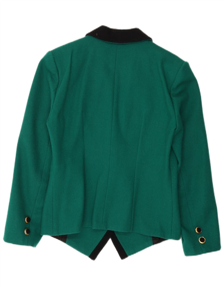 vintage Femme Double Breasted Blazer Veste UK 14 Vert Moyen