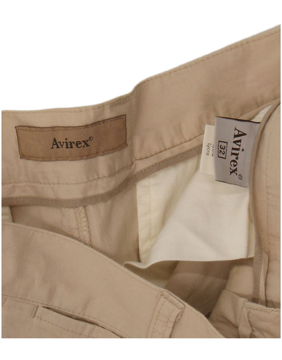 AVIREX Pantalon Chino Droit Homme W32 L31 Beige Coton