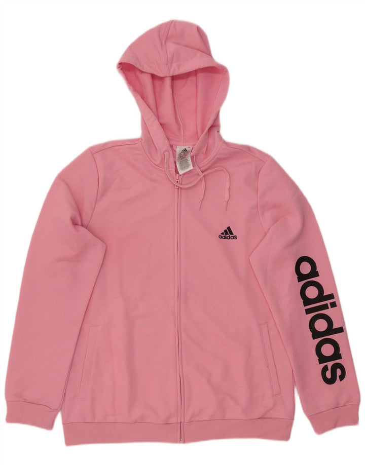 ADIDAS Pull à capuche zippé graphique pour femmes UK 20/22 XL Rose Polyester