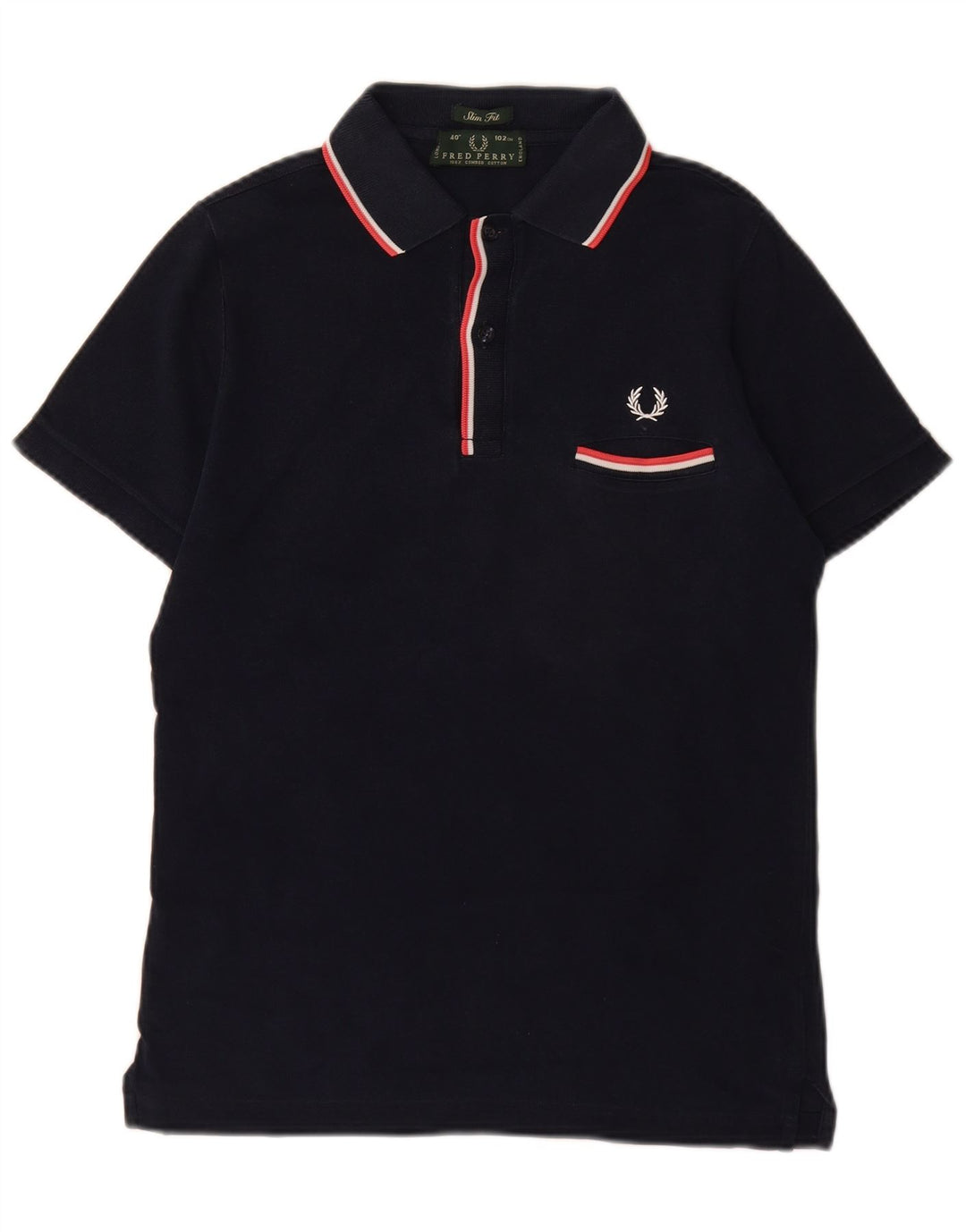 Fred Perry Polo Slim Fit Homme Bleu Marine Moyen Coton