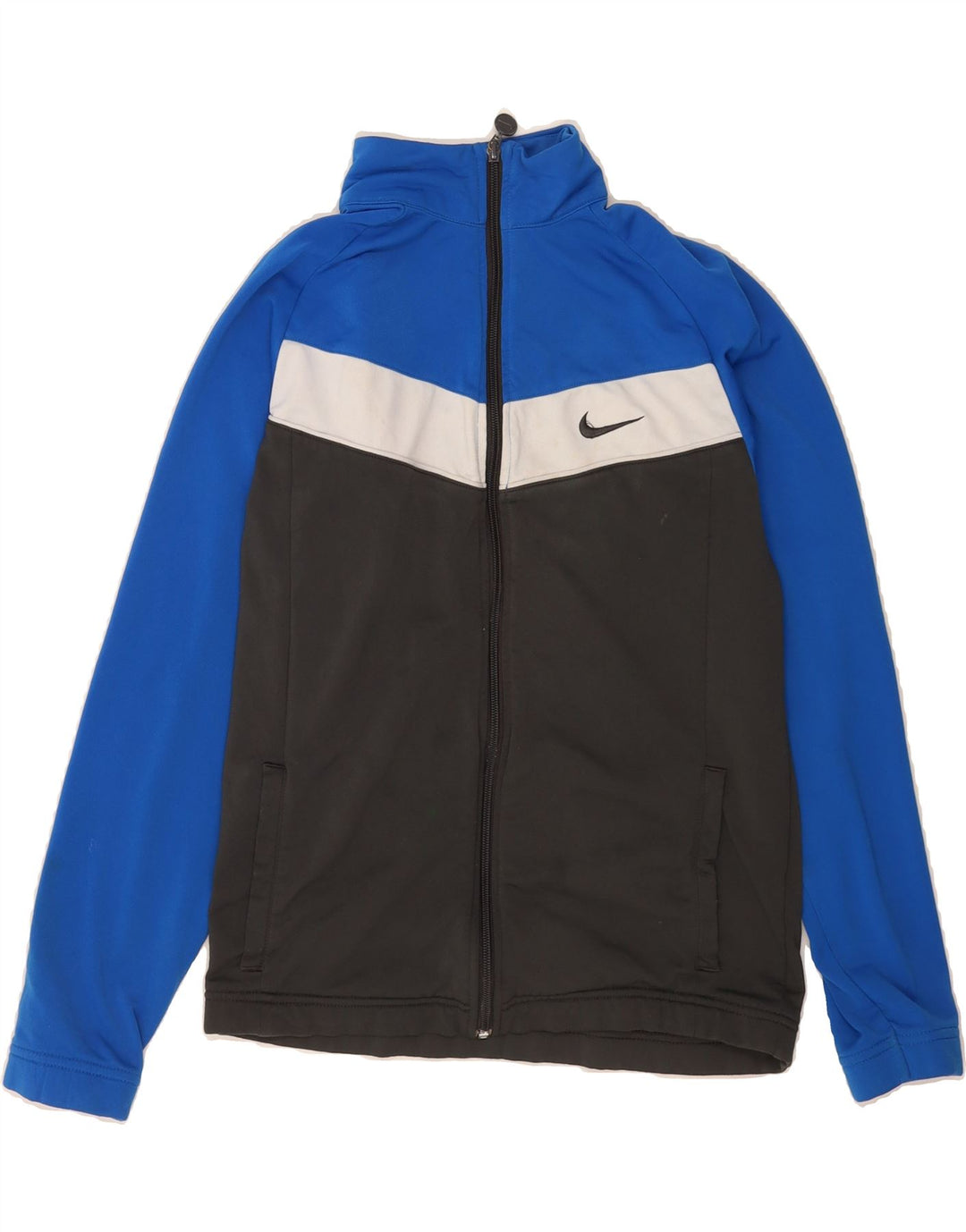 NIKE Boys Tracksuit Top Jacket 13-14 Years XL Black Colourblock Polyester Vintage Nike and Second-Hand Nike from Messina Hembry 
