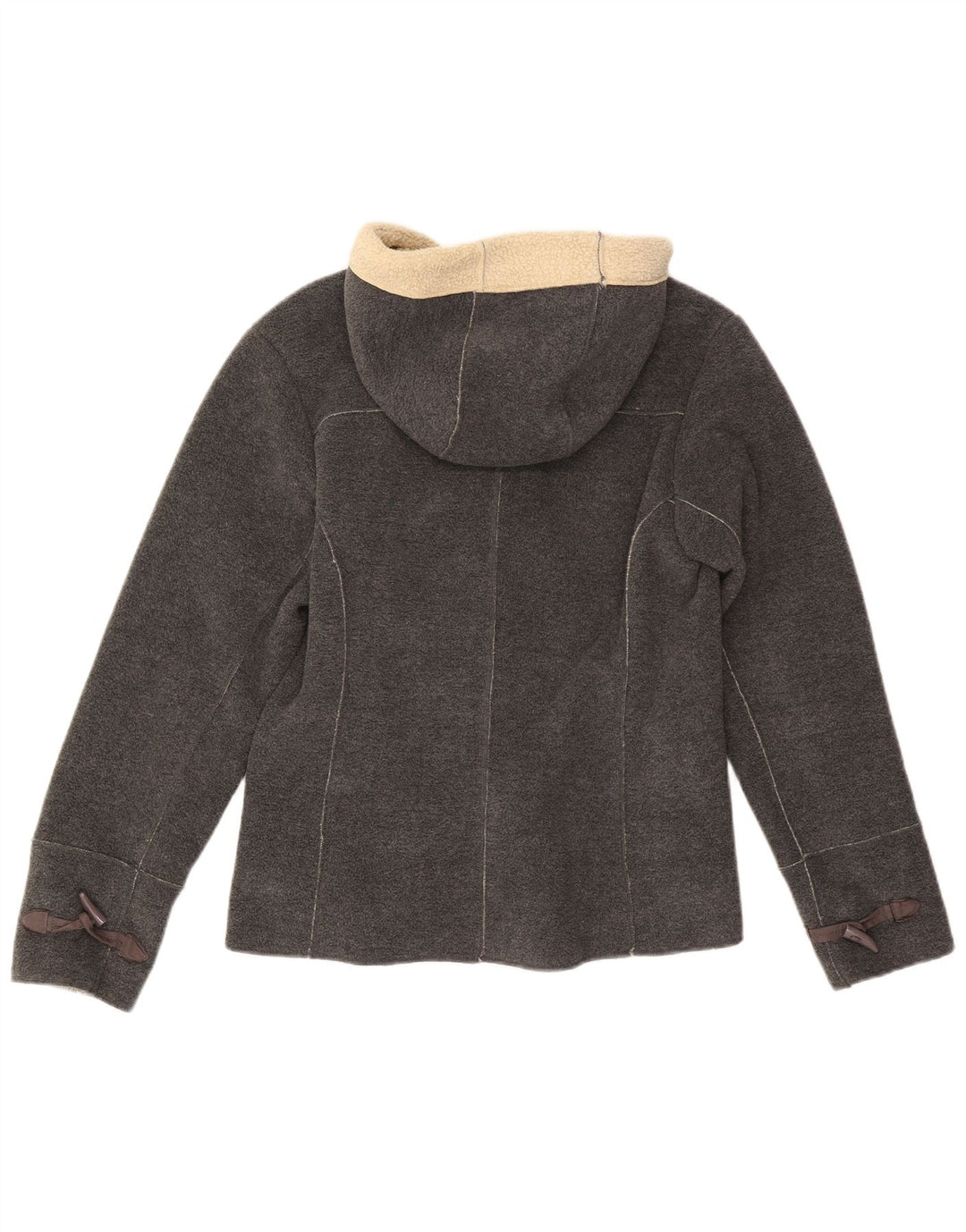 Veste polaire Sherpa à capuche femme vintage UK 8 petit polyester gris