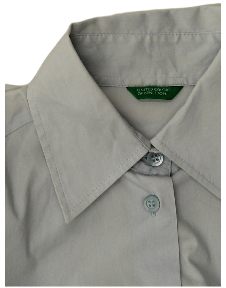Benetton Chemise Courte Femme UK 8 Small Bleu