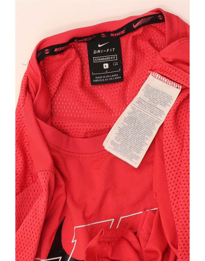 Nike Hommes Dri Fit Standard Graphic T-Shirt Haut Large Rouge Polyester
