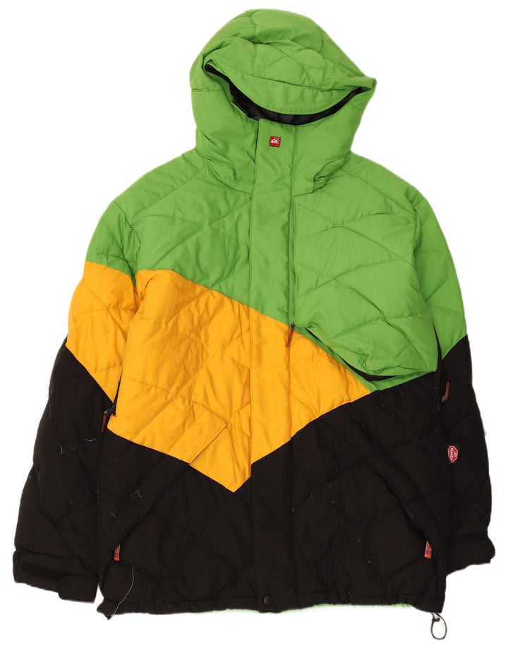 Quiksilver Veste matelassée à capuche pour homme UK 36 Small Multicolore Colourblock