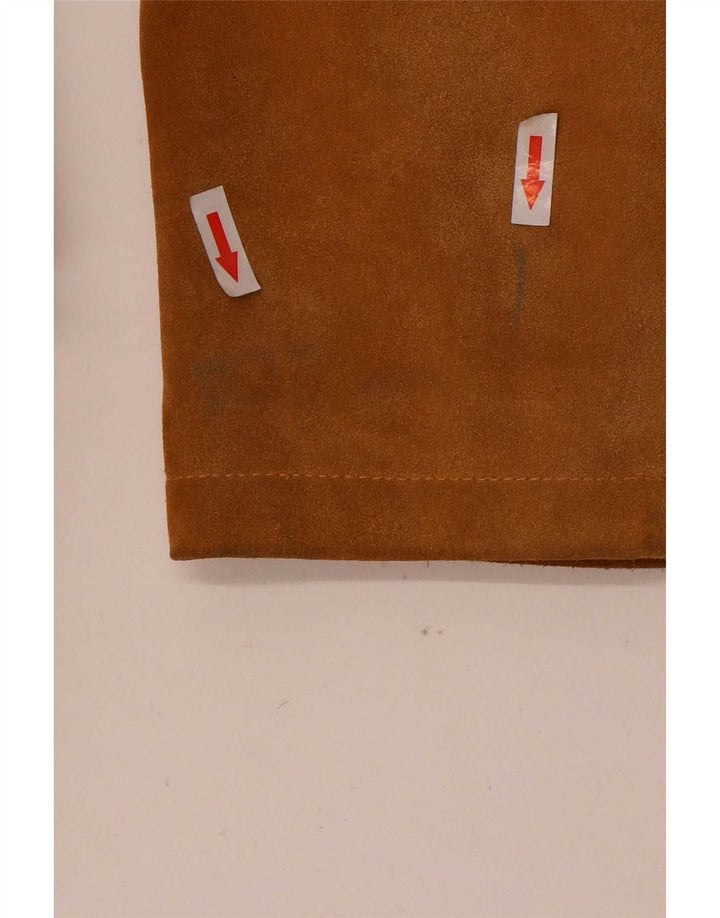 vintage Femme Suède Pardessus IT 42 Cuir Beige Moyen