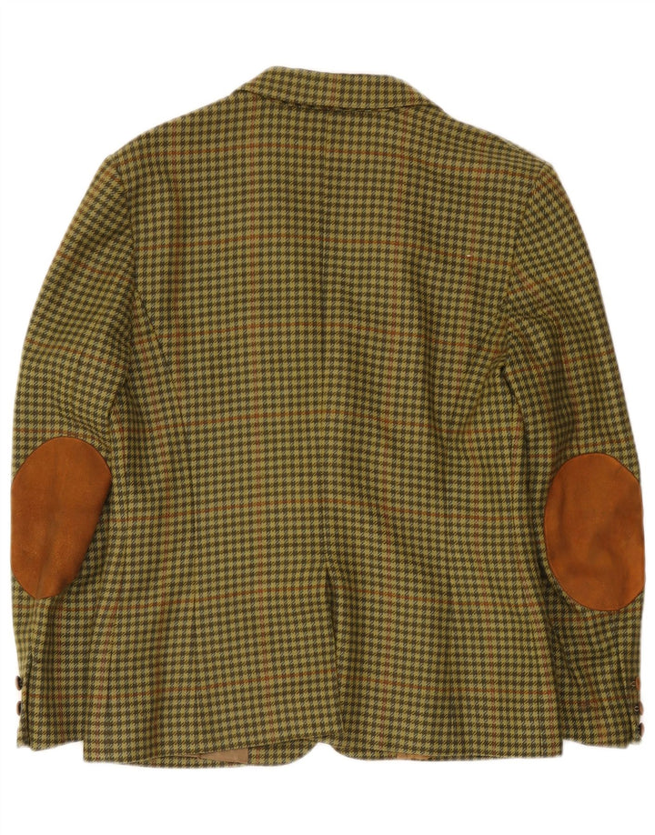 Vintage Homme 3 Bouton Blazer Veste IT 44 Pied De Poule Vert Moyen