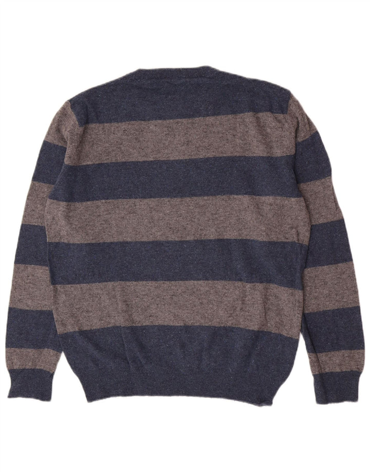 Gant Pull à col rond pour homme en laine d'agneau à rayures bleues