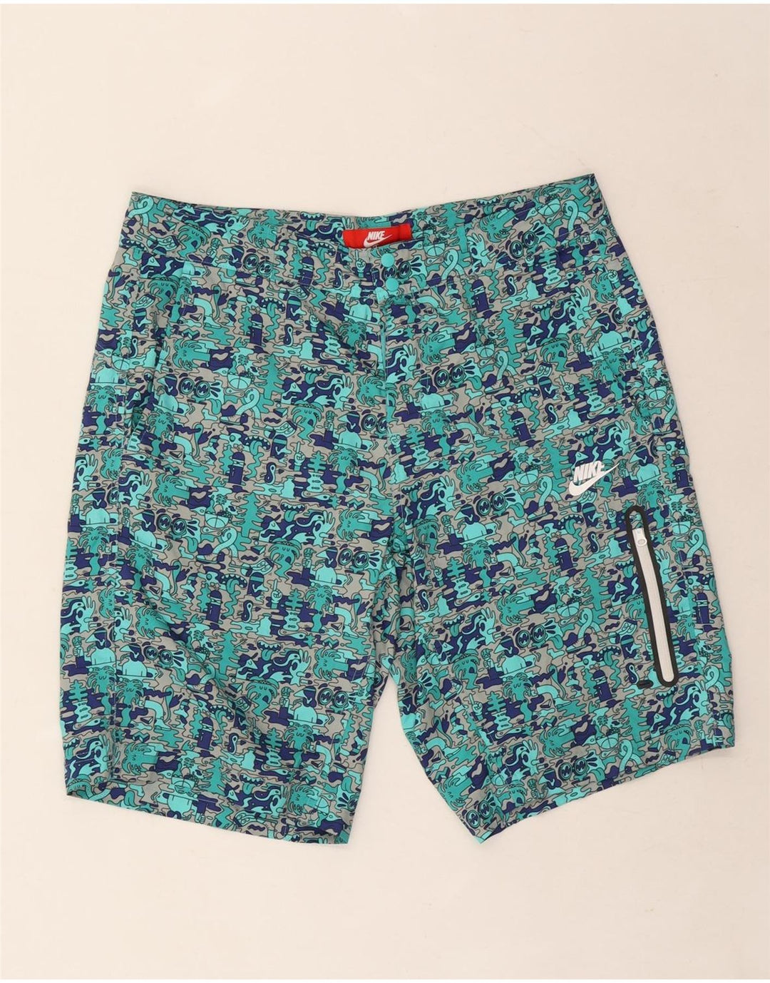 Nike Short cargo graphique W34 pour homme Large Turquoise Colourblock Polyester