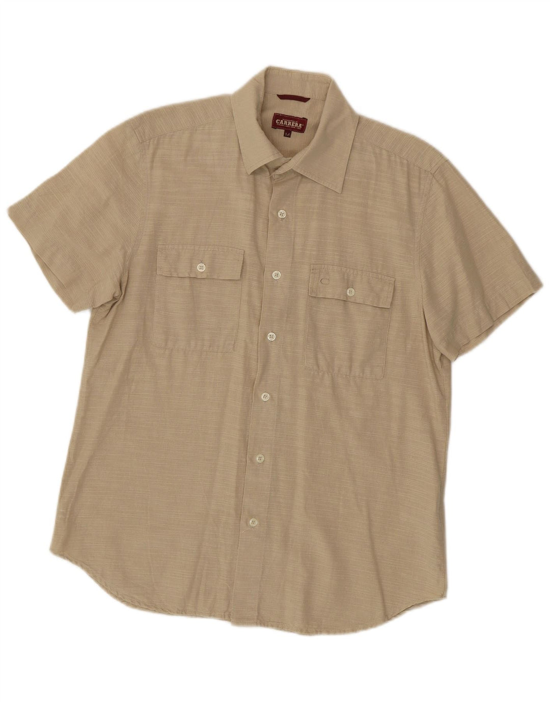 CARRERA Chemise à Manches Courtes Homme Beige Moyen à Fines Rayures en Coton