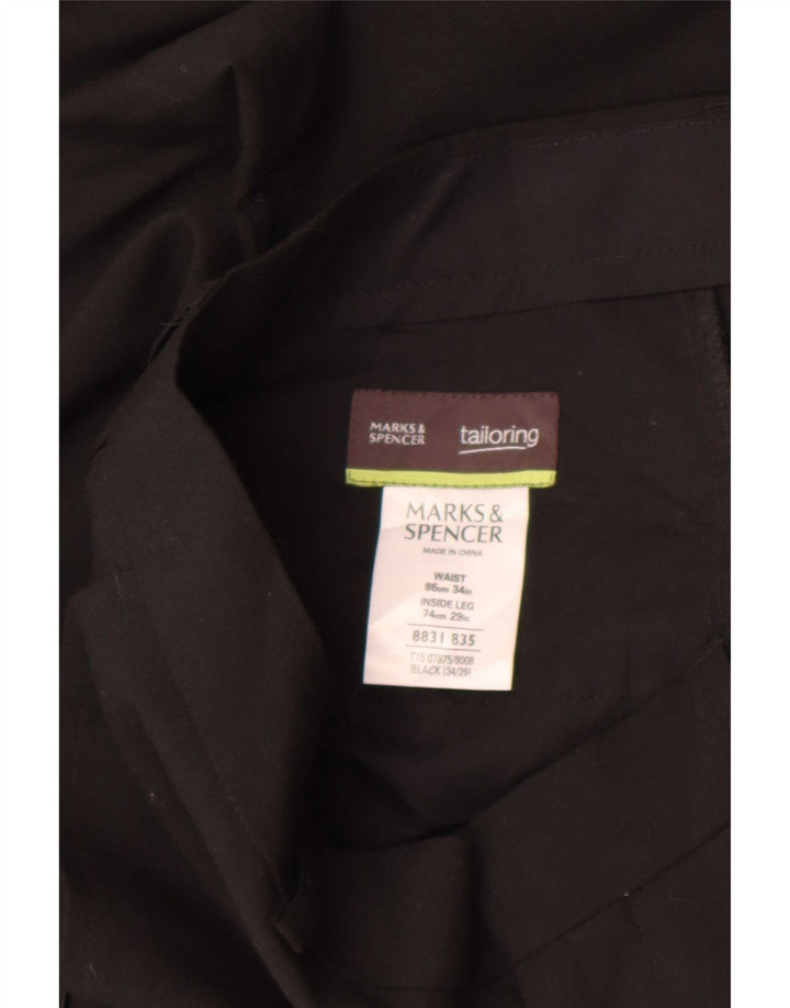 Marks & Spencer Pantalon Chino Droit Homme W34 L29 Noir Polyester