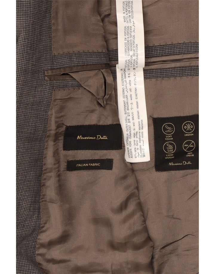 Massimo Dutti Veste blazer à 2 boutons pour homme US 46 XL en laine à carreaux gris