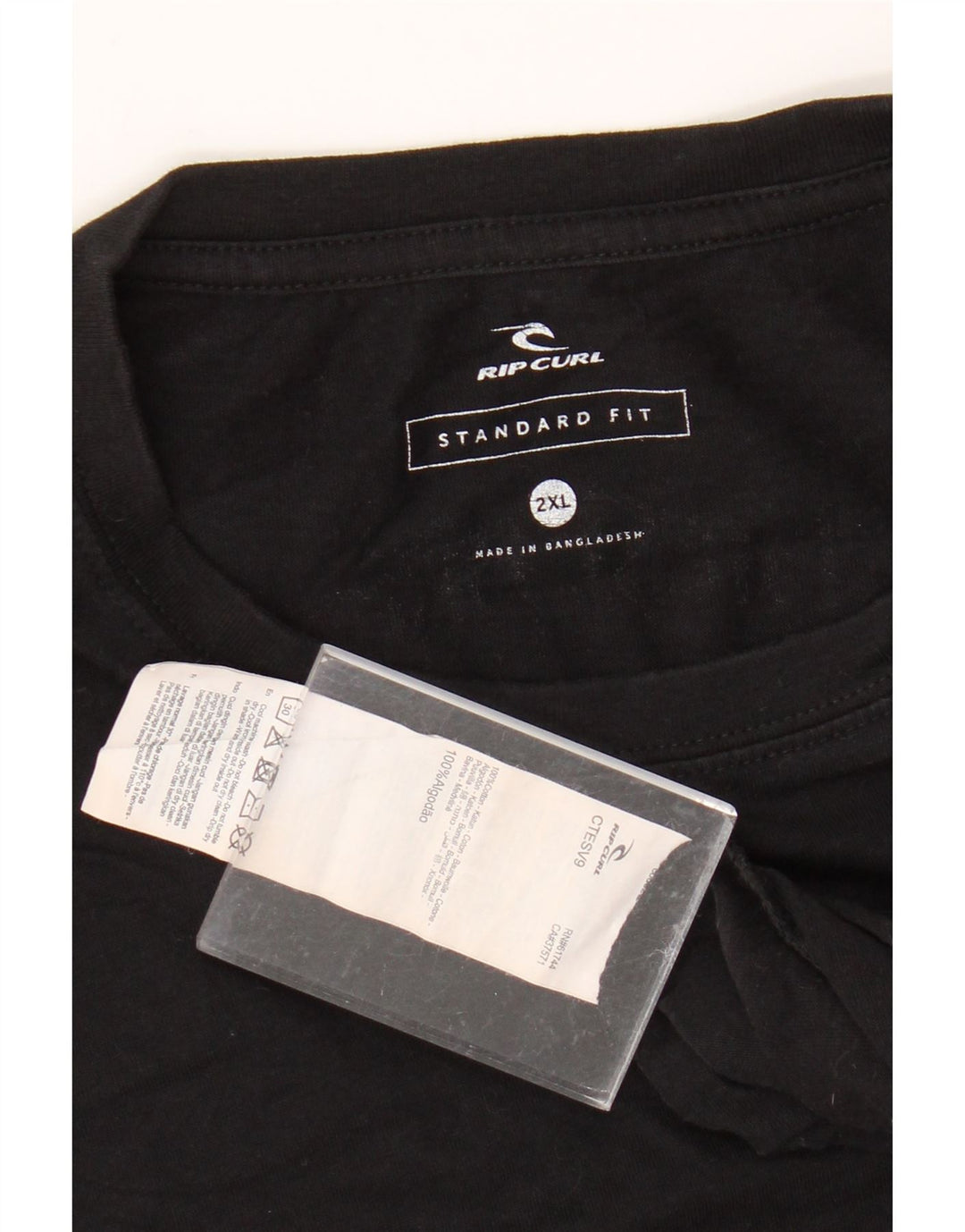 RIP CURL T-shirt graphique coupe standard pour hommes, haut 2XL, coton noir