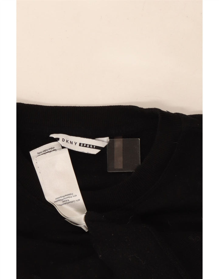 Dkny Sweat-shirt court graphique surdimensionné pour femme UK 10 Petit Noir