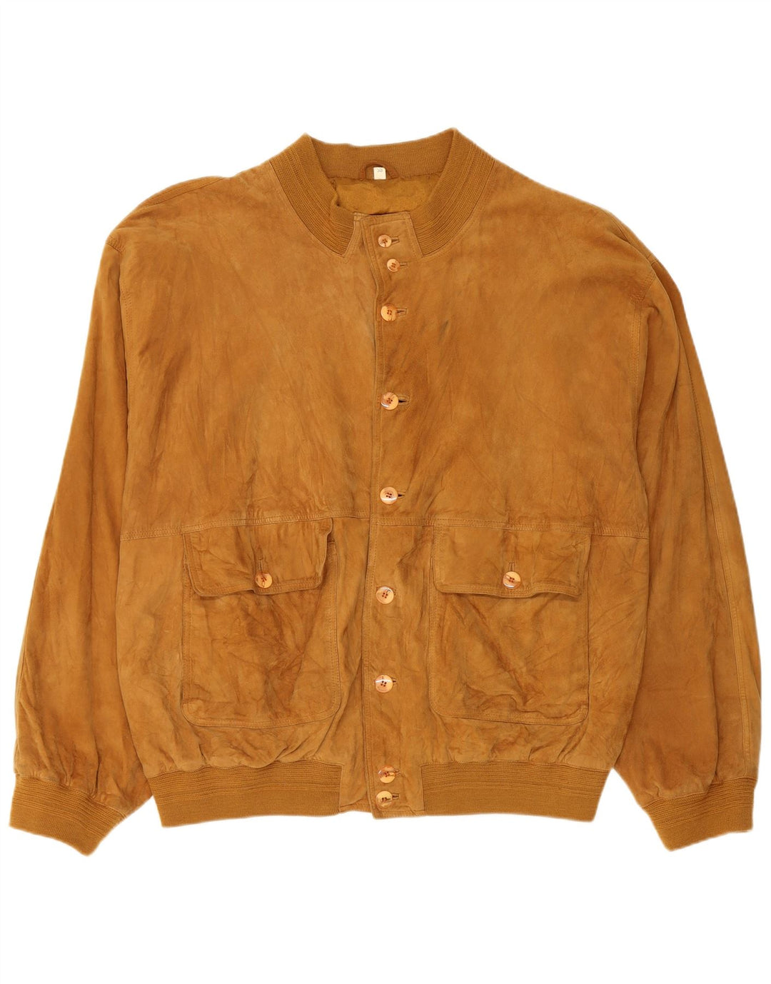Veste Bomber En Daim Vintage Homme IT 58 4XL Cuir Marron