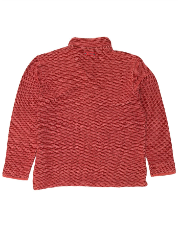 WEIRD FISH Mens Zip Neck Sweatshirt Jumper Large Red Cotton