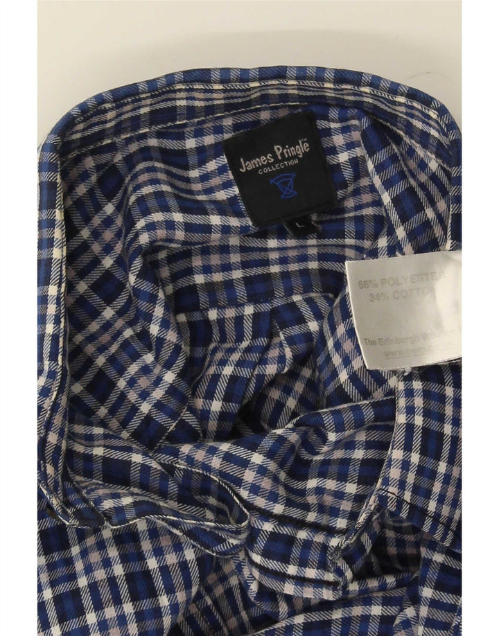 James Pringle Chemise en flanelle pour homme en polyester à grands carreaux bleus