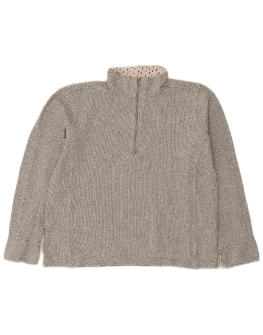 Orvis Sweat-shirt à col zippé pour femme UK 14 Gris moyen Coton