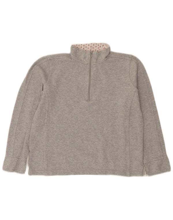 Orvis Sweat-shirt à col zippé pour femme UK 14 Gris moyen Coton