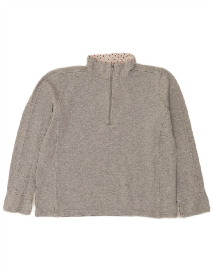 Orvis Sweat-shirt à col zippé pour femme UK 14 Gris moyen Coton
