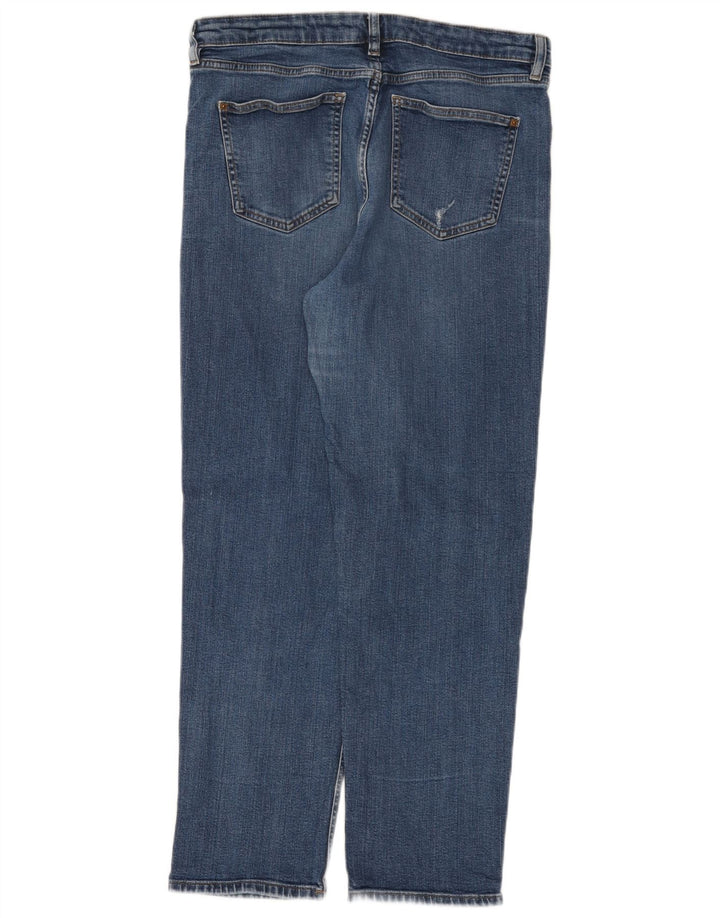 Marks & Spencer Jean droit vieilli pour femme UK 14 Large W34 L30 Bleu
