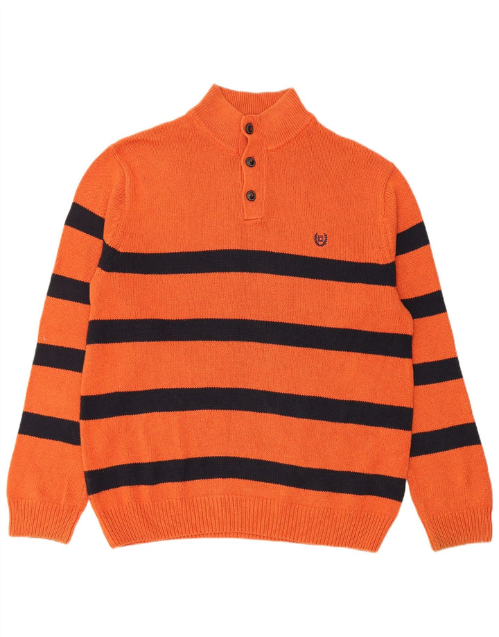 Chaps Pull col boutonné pour homme XL en coton rayé orange