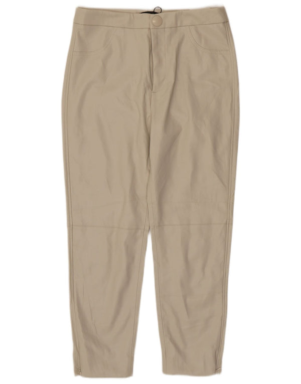 Zara Legging taille haute en simili cuir pour femme Large W30 L24 Beige