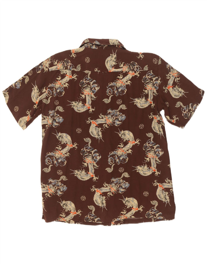 Exsezon Chemise à manches courtes pour hommes à motif abstrait, grand marron