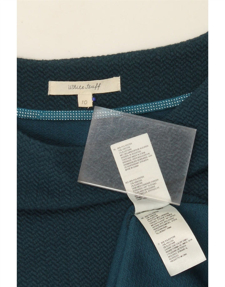 WHITE STUFF Robe fourreau pour femme UK 10 Petit Chevron Bleu Marine Polyester