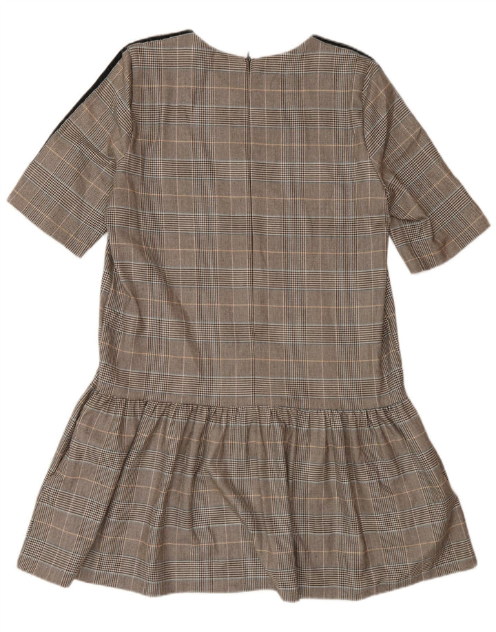 Zara Robe trapèze pour femme UK 46 Grand carreaux marron en polyester