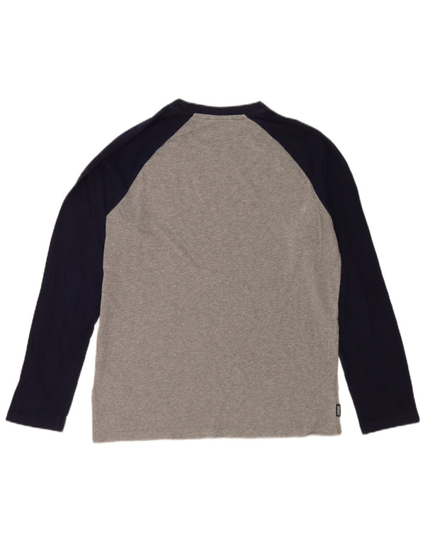 Superdry Haut à Manches Longues en Coton Colorblock Gris Moyen Homme