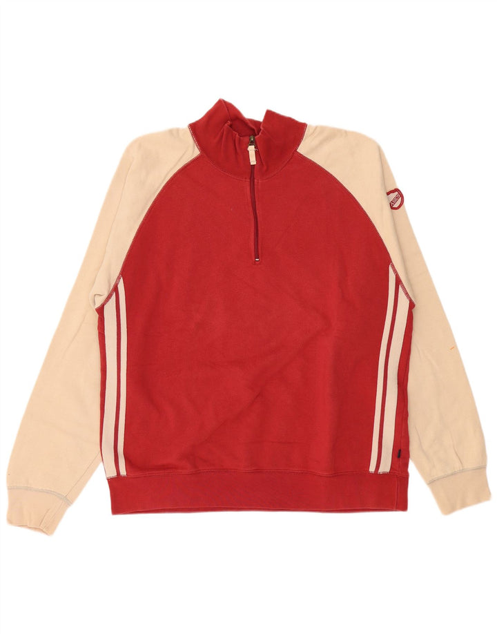 ASICS Sweat-shirt à col zippé pour homme 2XL Rouge Colourblock Coton