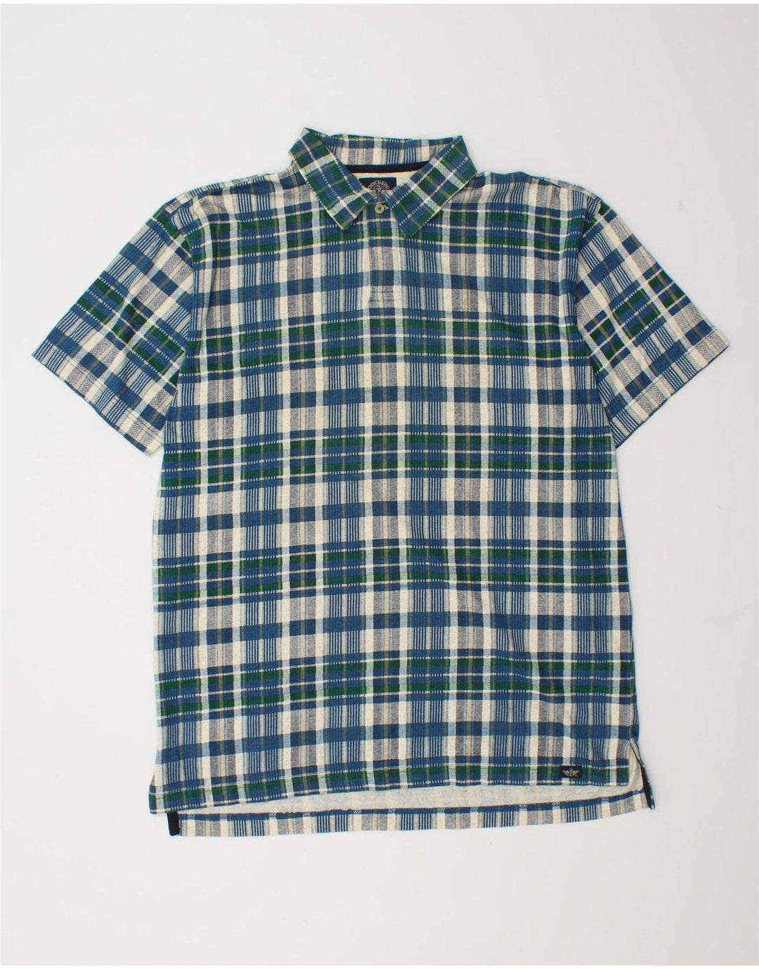 Dockers Chemise à manches courtes pour homme en coton à carreaux bleu moyen