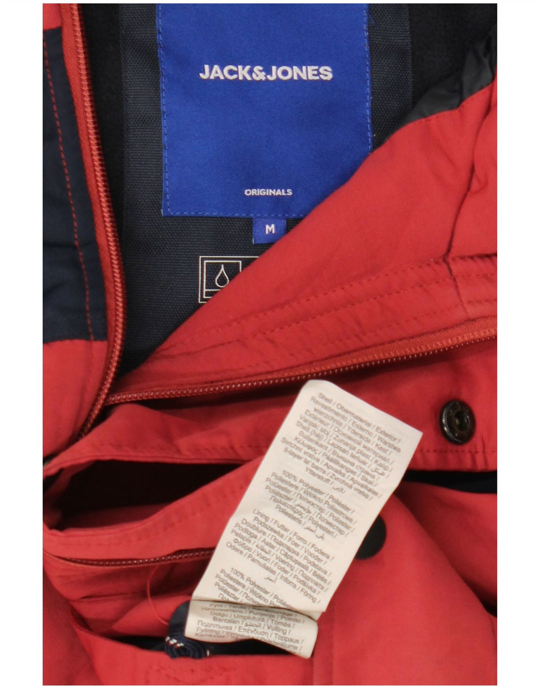 JACK & JONES Veste coupe-vent à capuche pour homme UK 38 Rouge moyen Colourblock