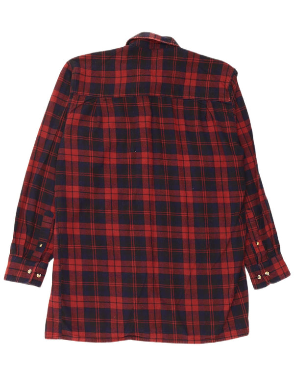 VINTAGE Chemise en flanelle coupe confort pour homme en coton à carreaux bordeaux moyen