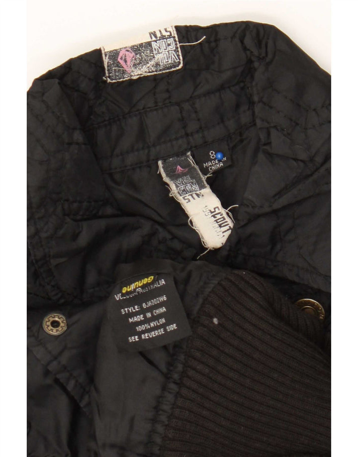 Volcom Womens Bomber Jacket UK 8 Small Noir Géométrique Nylon