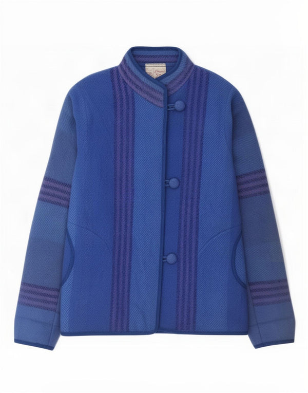 Bjorke Womens Riss Bomber Jacket UK 14 Grande laine rayée bleue